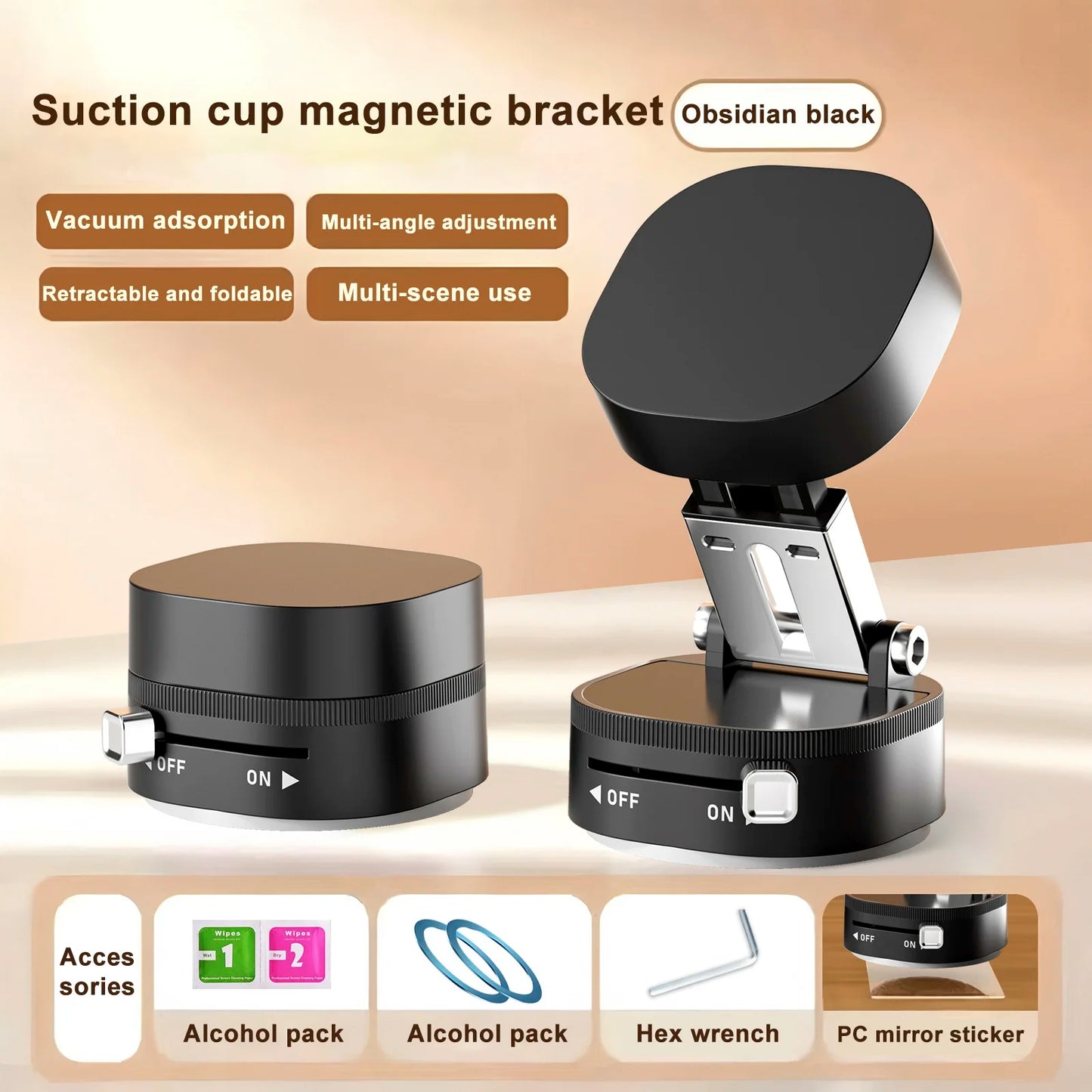 Foldable Magnetic Car Phone Holder with Suction Cup